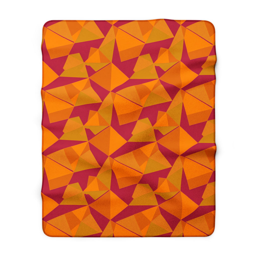 Faceted Gold Panels Sherpa Fleece Blanket – Cranberry Spice