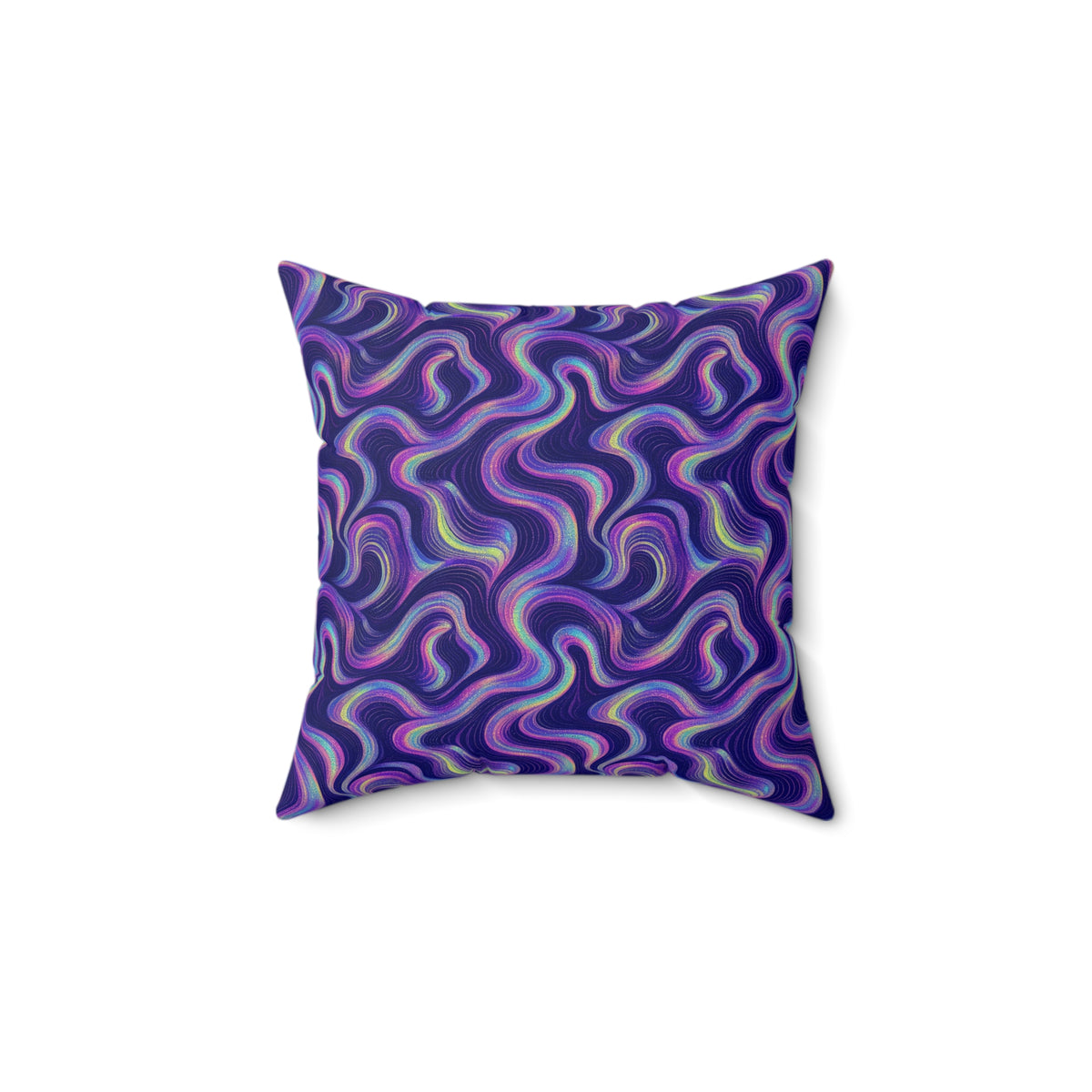 Opal Ribbon Flow Faux Suede Cushion – Holographic-Look Fluid Art Pattern