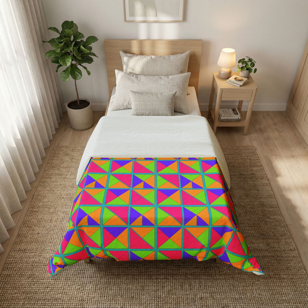 Split Square Fiesta Cotton Duvet Cover – Tropical Punch