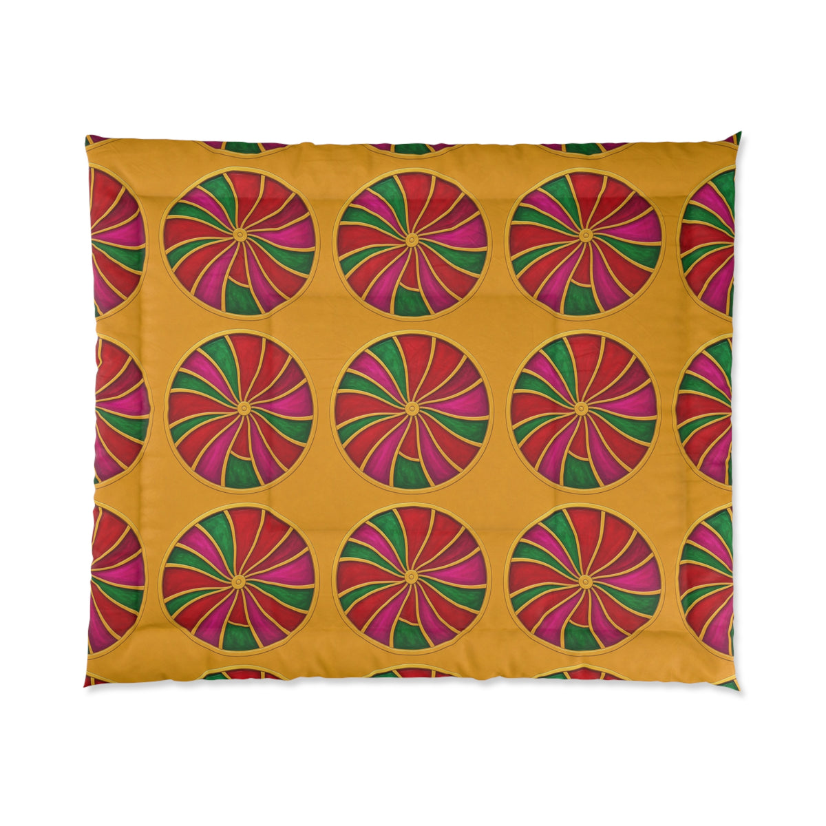 Grand Kaleido Jewel Wheels Comforter – Kaleidoscopic Medallion Pattern