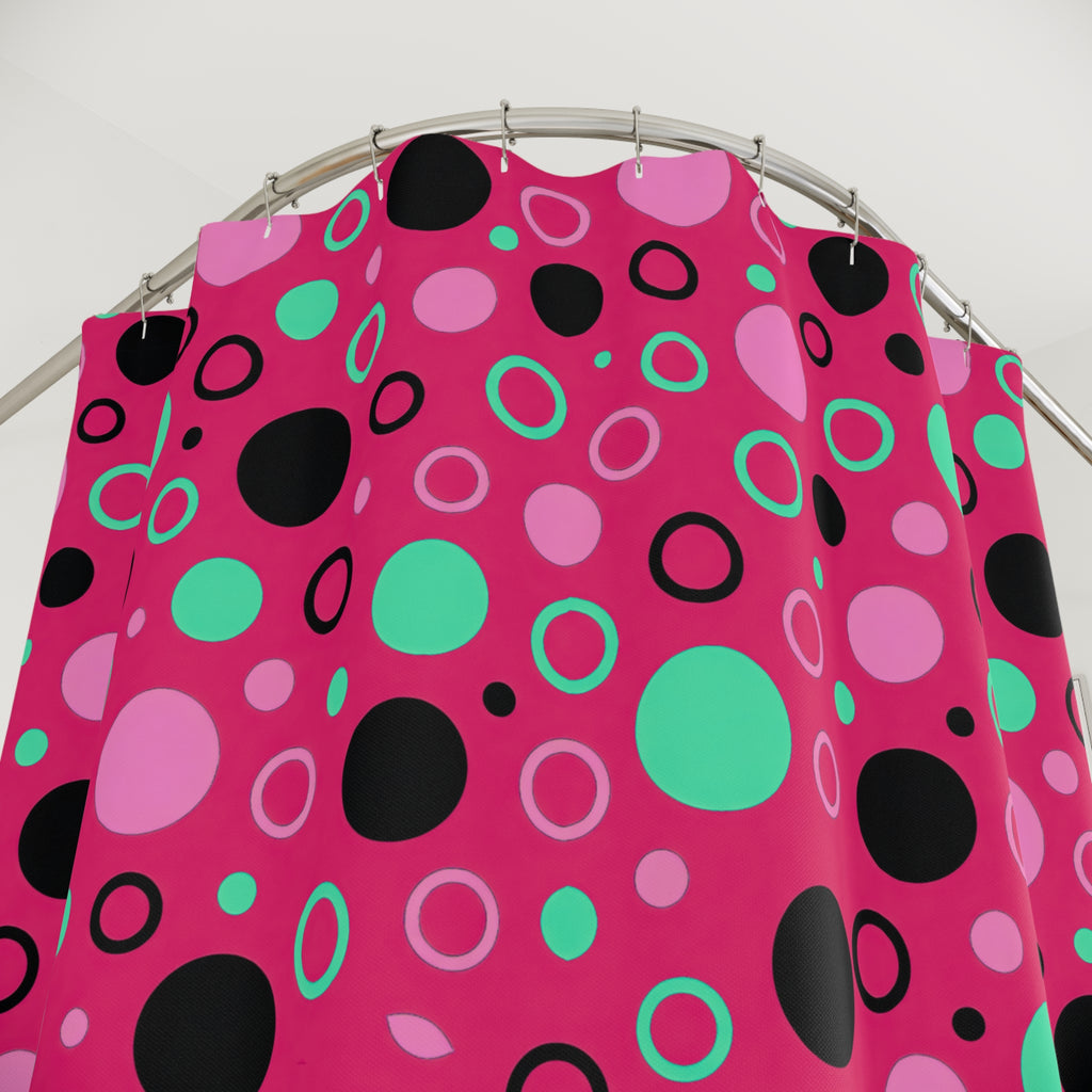 Bubble Outlines Shower Curtain – Candy Pop on Raspberry