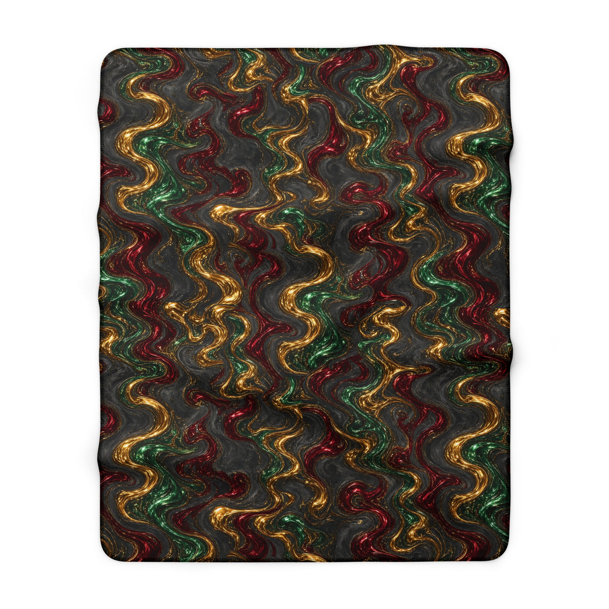 Jewel Metal Swirl Sherpa Fleece Blanket – Iridescent Fluid Pattern
