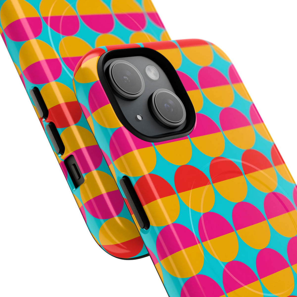 Half-Moon Stack Magnetic Tough iPhone Case – Geometric Blocks Pattern