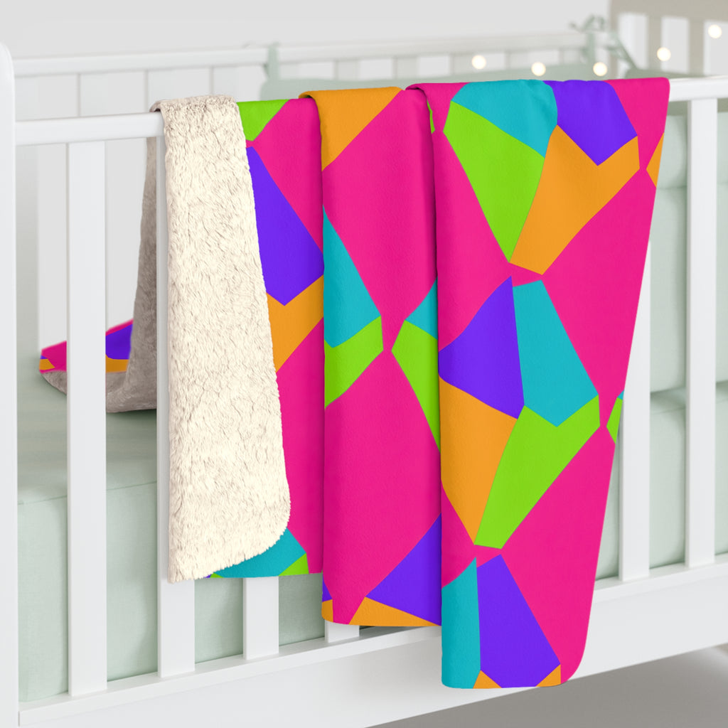 Grand Fractured Rhombus Sherpa Fleece Blanket – Tropical Punch