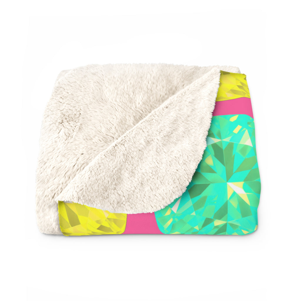 Giant Cut Gem Grid Sherpa Fleece Blanket – Candy Christmas