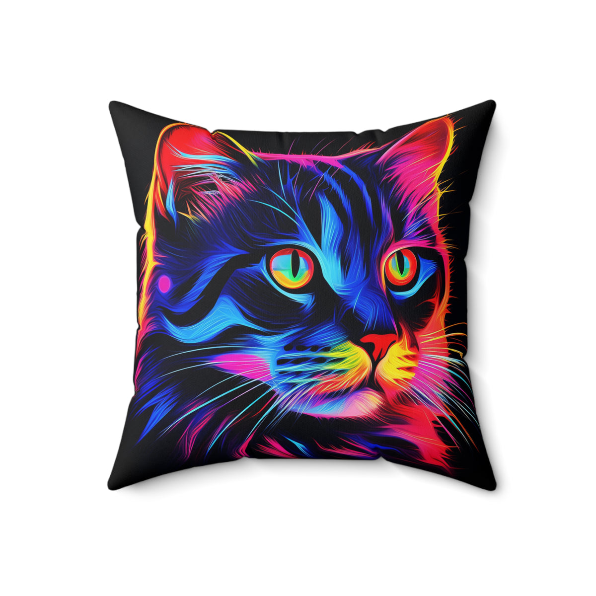 Neon Cat Faux Suede Cushion – Neon Pop Art