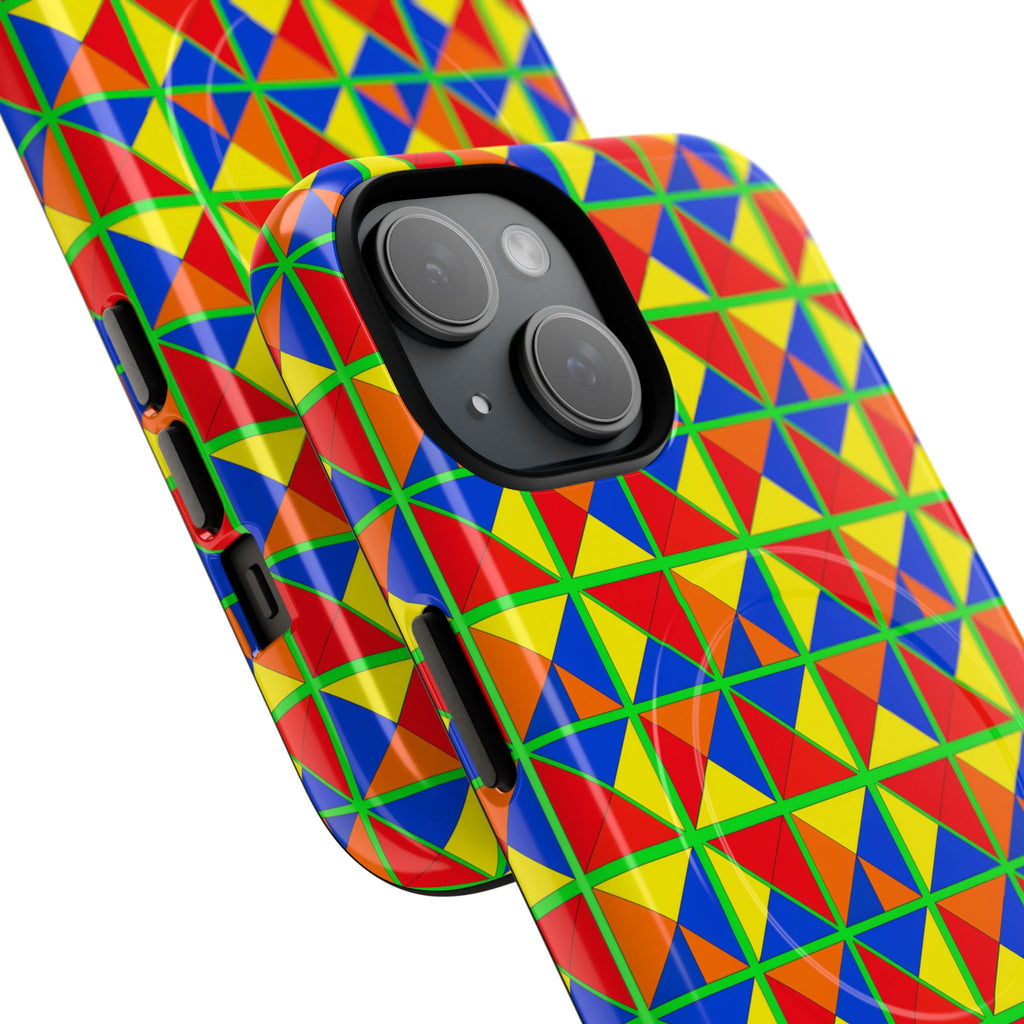 Split Square Fiesta Magnetic Tough iPhone Case – Cubist Geometric Pattern