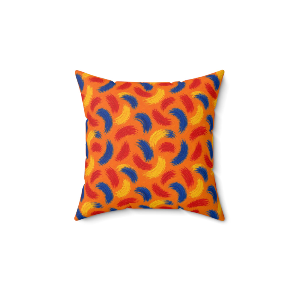 Sweeping Arcs Faux Suede Cushion – Expressionist Brushstroke Abstract Pattern