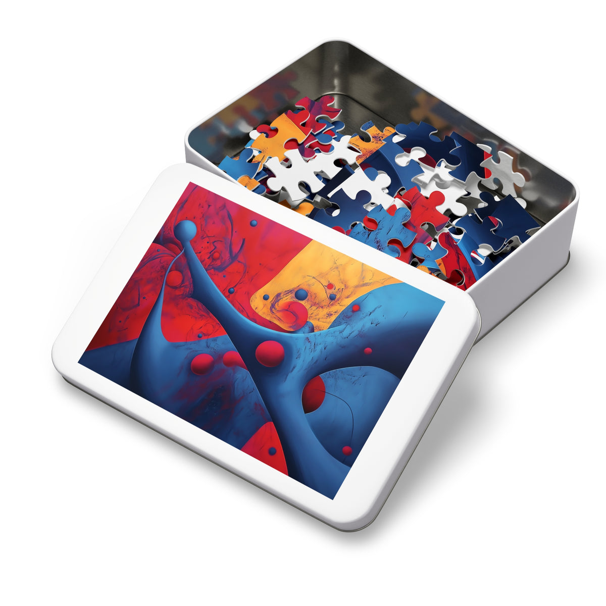 Surreal Red Flow Jigsaw Puzzle with Tin – Surreal Abstract Art