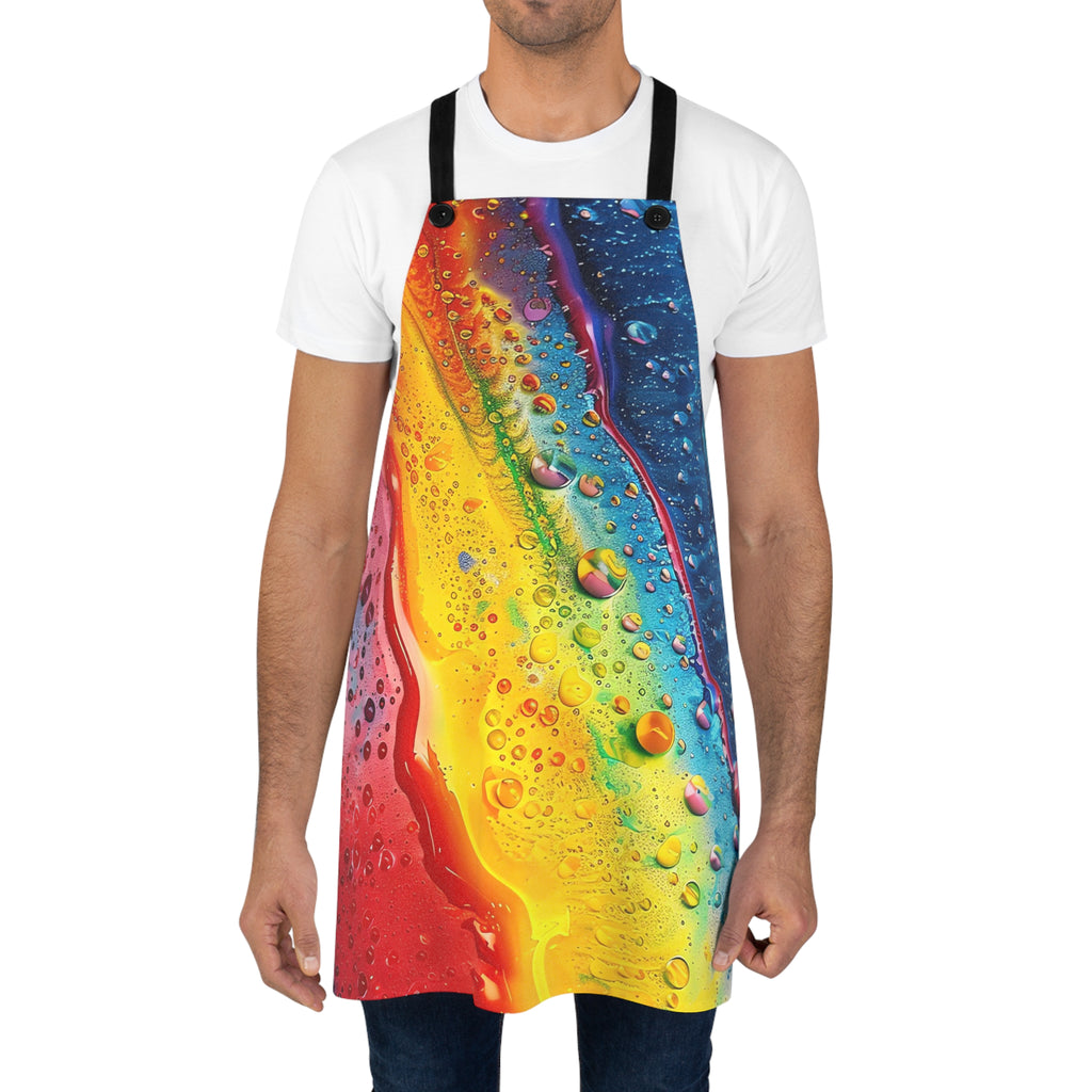 Rainbow Droplet Flow Apron – Fluid Abstract Art