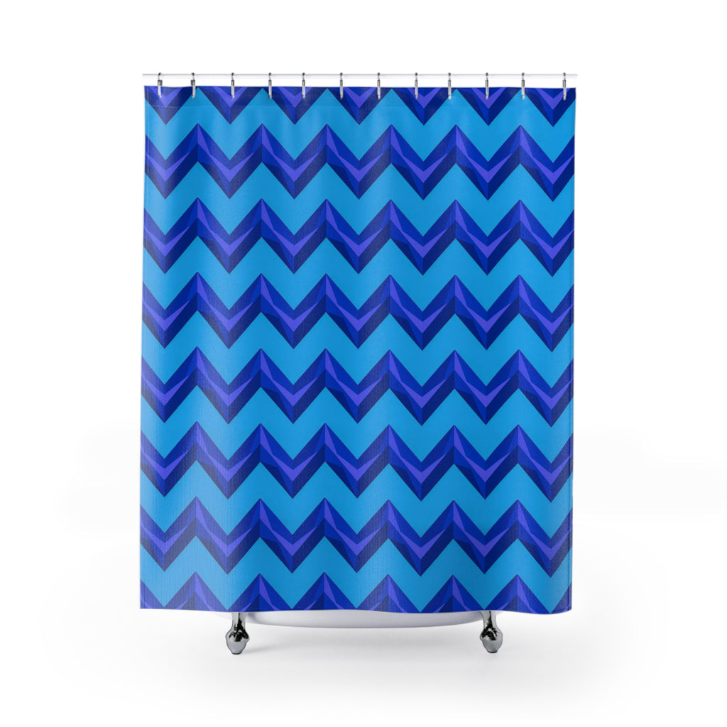 Broad Cut-Gem Chevrons Shower Curtain – Ice Jewel