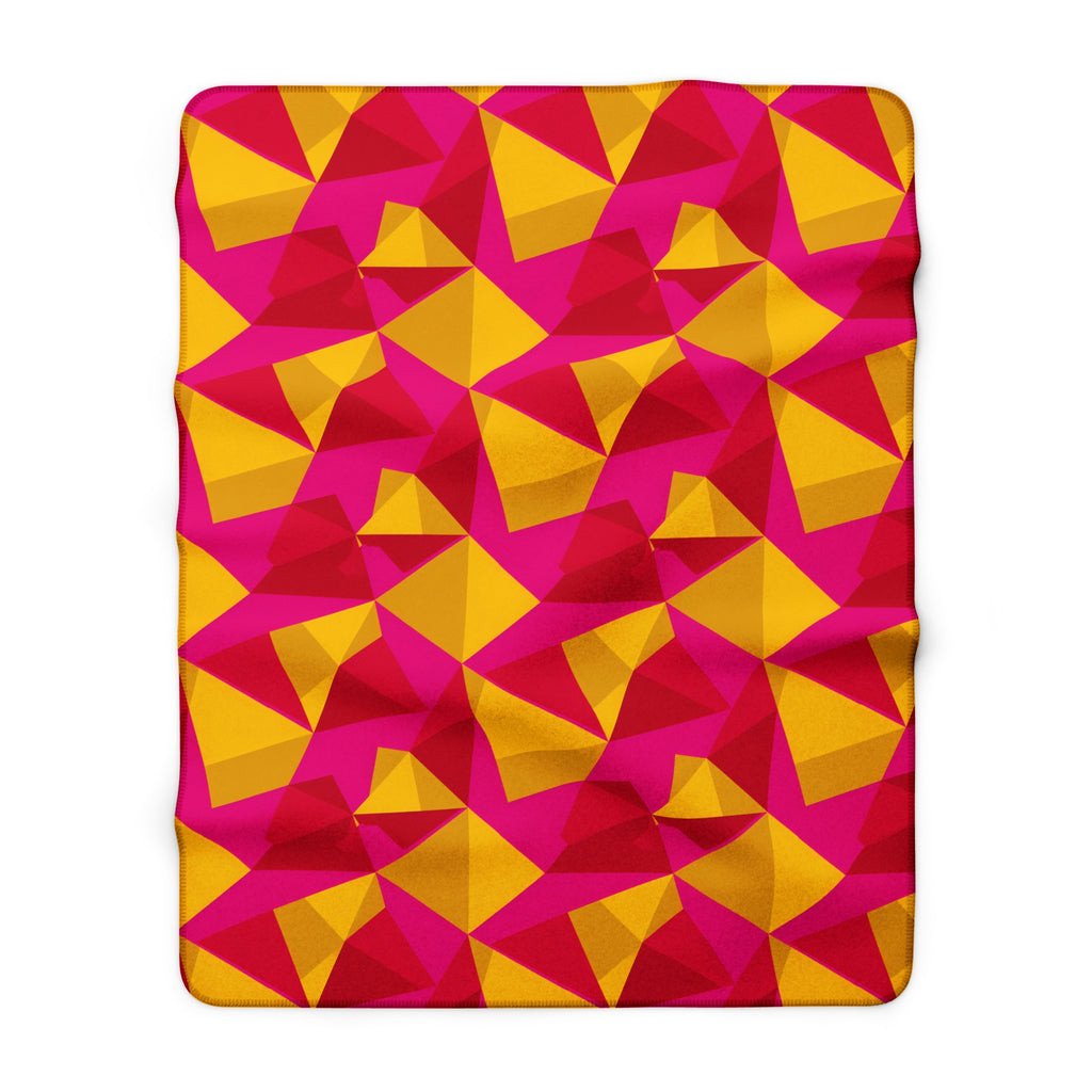 Faceted Gold Panels Sherpa Fleece Blanket – Faceted Gem Geometric Pattern