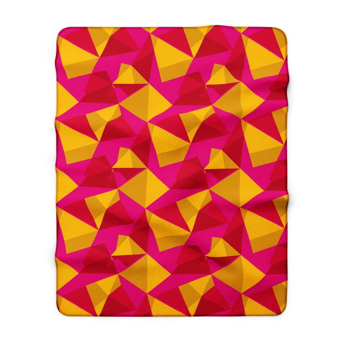 Faceted Gold Panels Sherpa Fleece Blanket – Faceted Gem Geometric Pattern