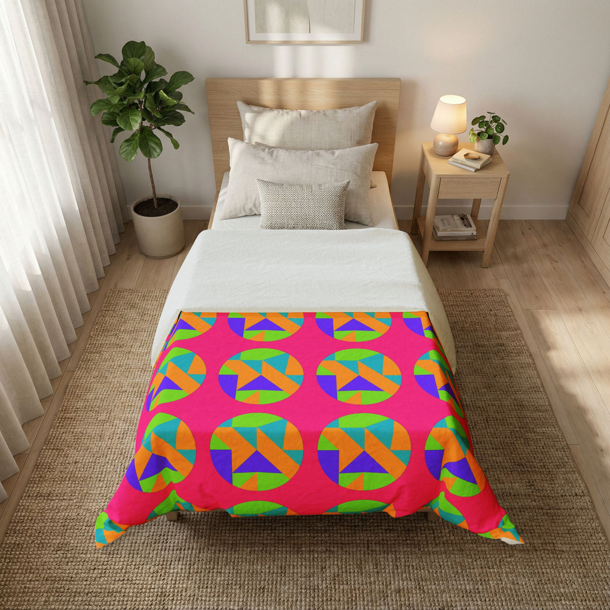 Broken Circle Planes Cotton Duvet Cover – Tropical Punch