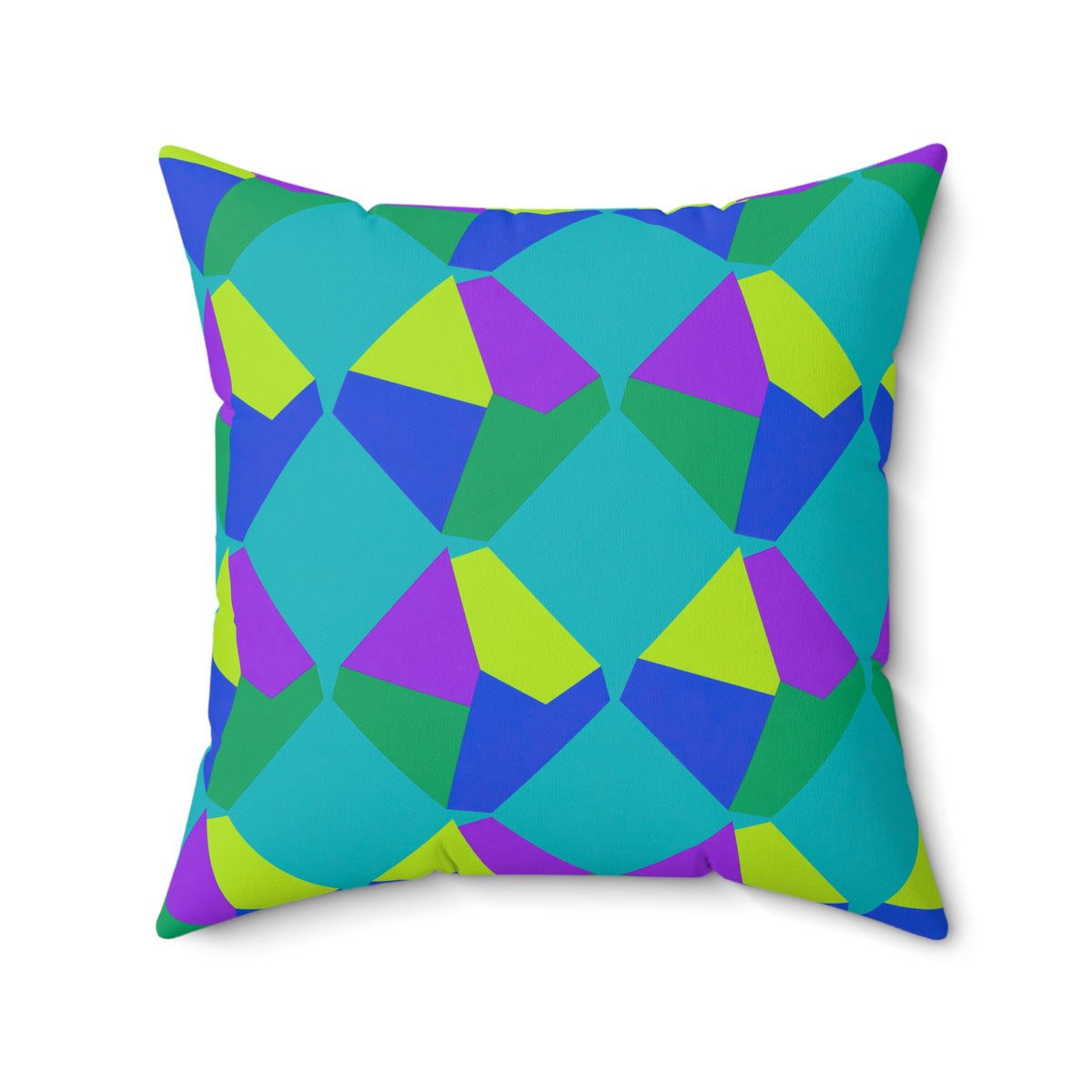 Grand Fractured Rhombus Faux Suede Cushion – Peacock Jewel