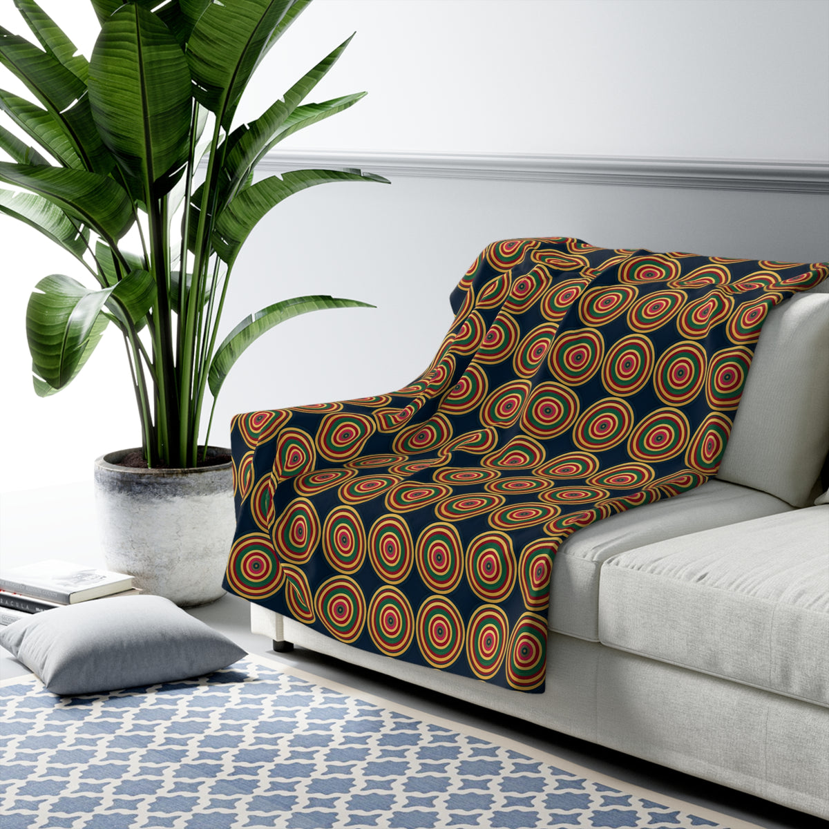 Op-Art Jewel Rings Sherpa Fleece Blanket – Kaleidoscopic Pattern
