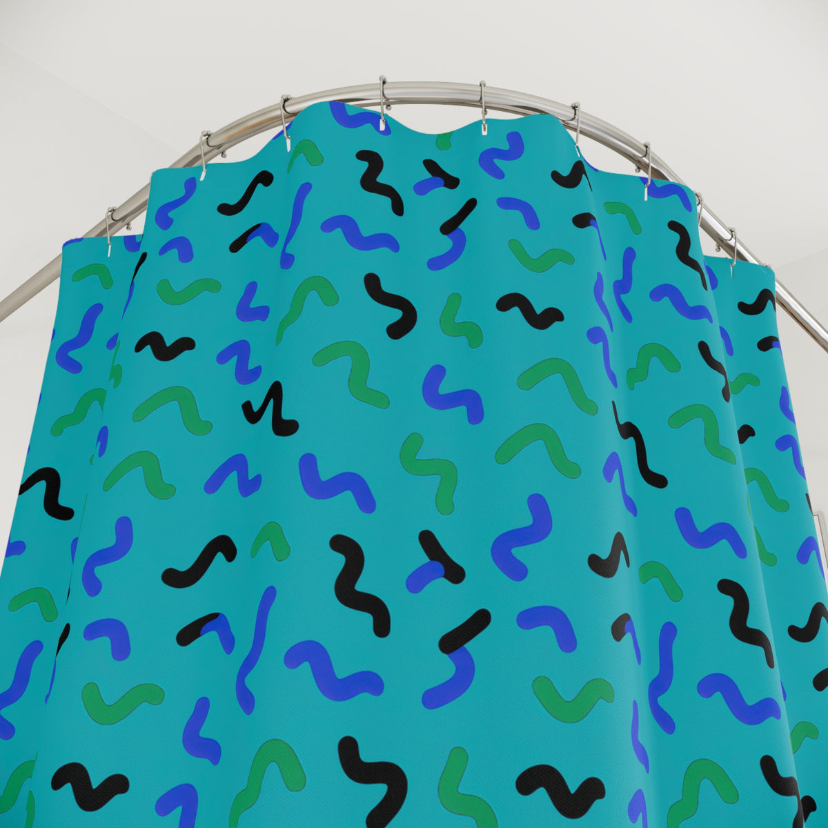 Squiggle Strokes Shower Curtain – Peacock Jewel