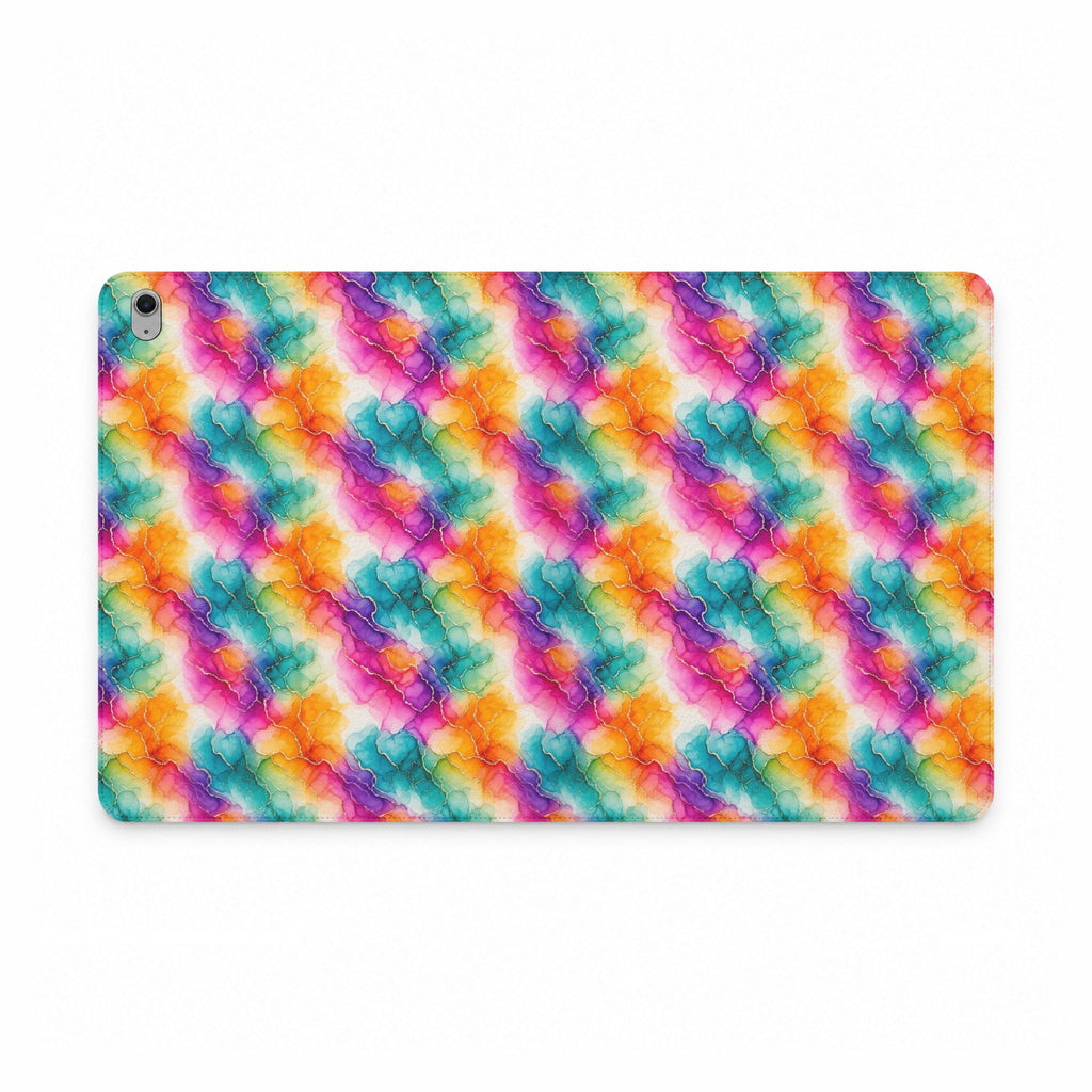 Rainbow Alcohol Ink Bloom iPad Folio Case