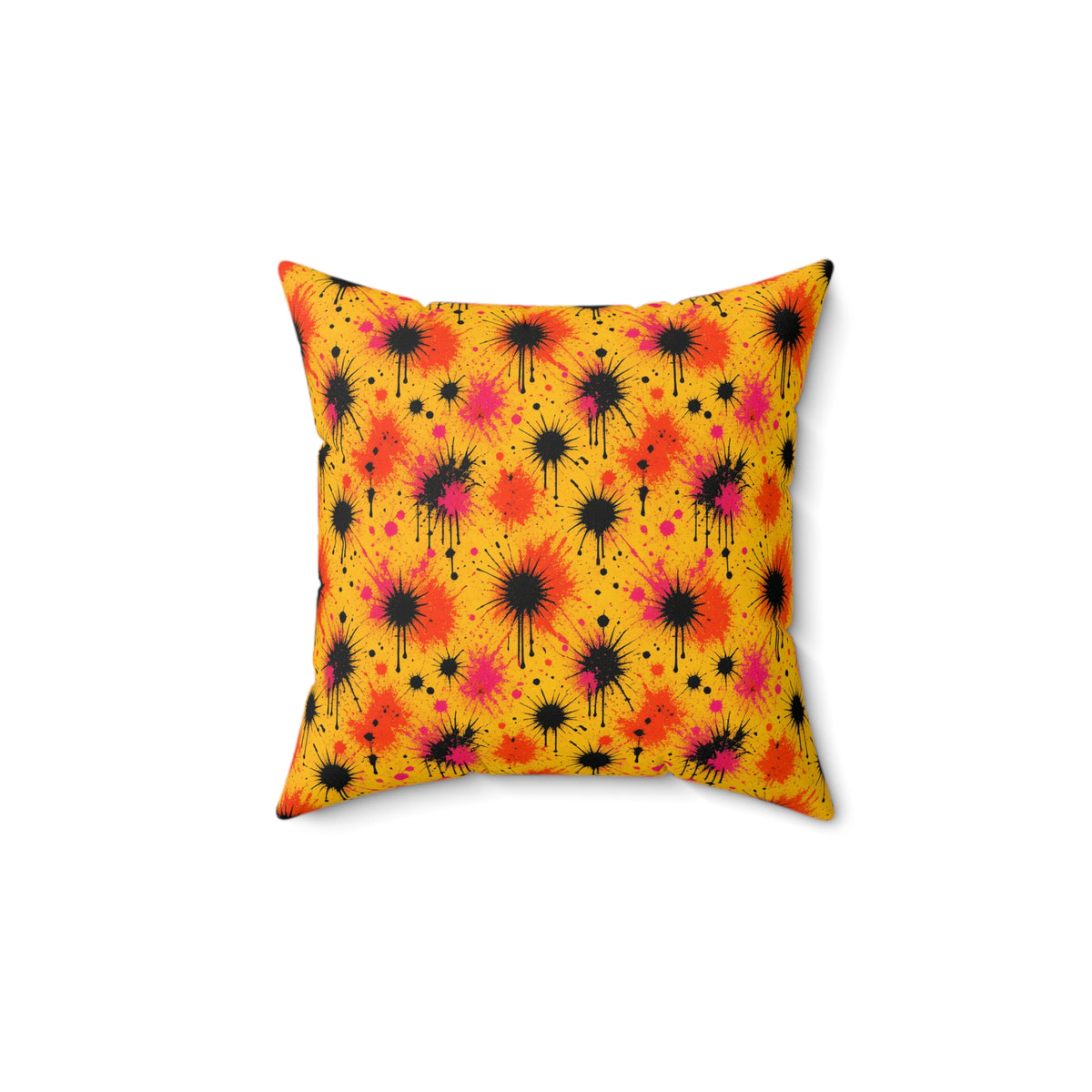 Black Ink Burst Faux Suede Cushion – Ink Splash Pattern
