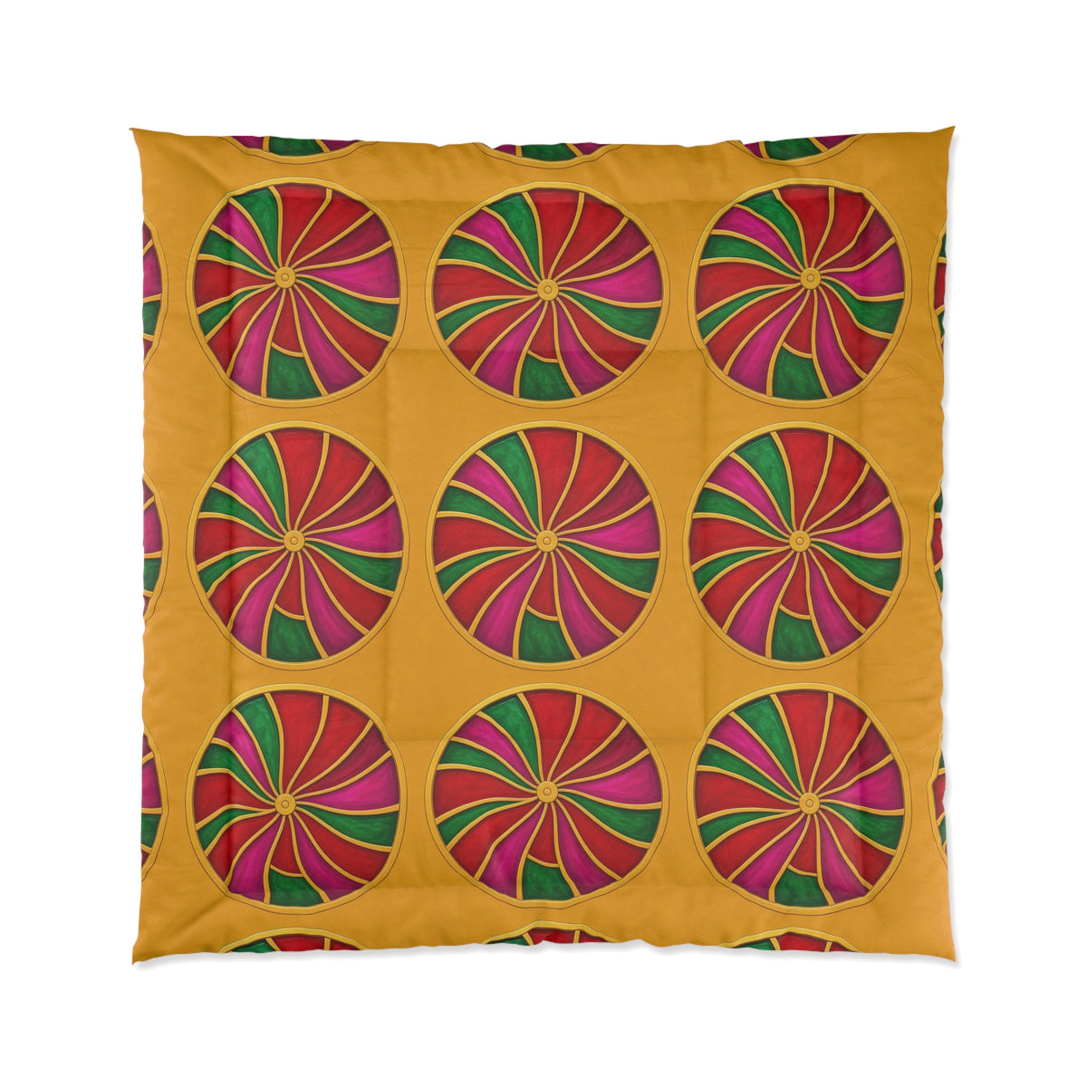 Grand Kaleido Jewel Wheels Comforter – Kaleidoscopic Medallion Pattern