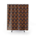 Stepped Diamond Ikat Shower Curtain – Art Deco Geometric Pattern