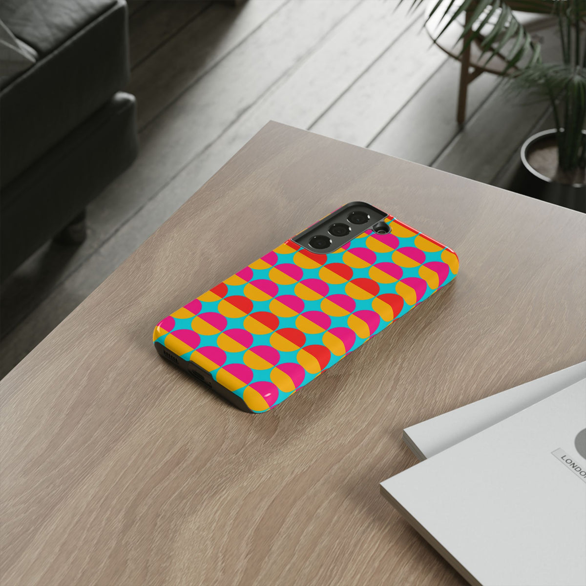 Half-Moon Stack Tough Phone Case – Geometric Blocks Pattern
