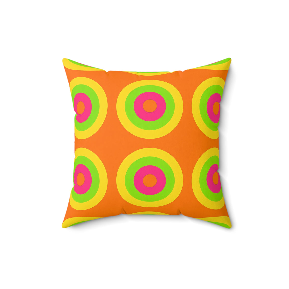 Giant Op-Art Jewel Rings Faux Suede Cushion – Hot Citrus Festive