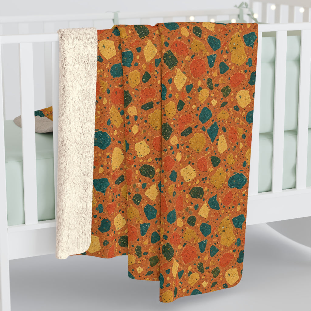 Macro Chip Mix Sherpa Fleece Blanket – Terrazzo Pattern