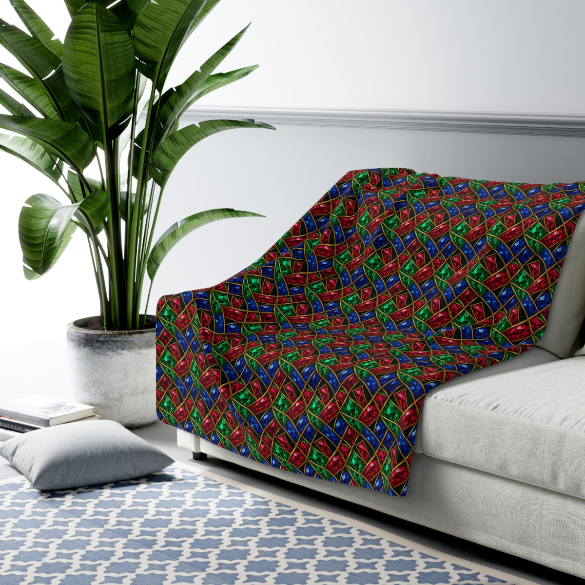 Jewel Prism Weave Sherpa Fleece Blanket – Kaleidoscopic Pattern
