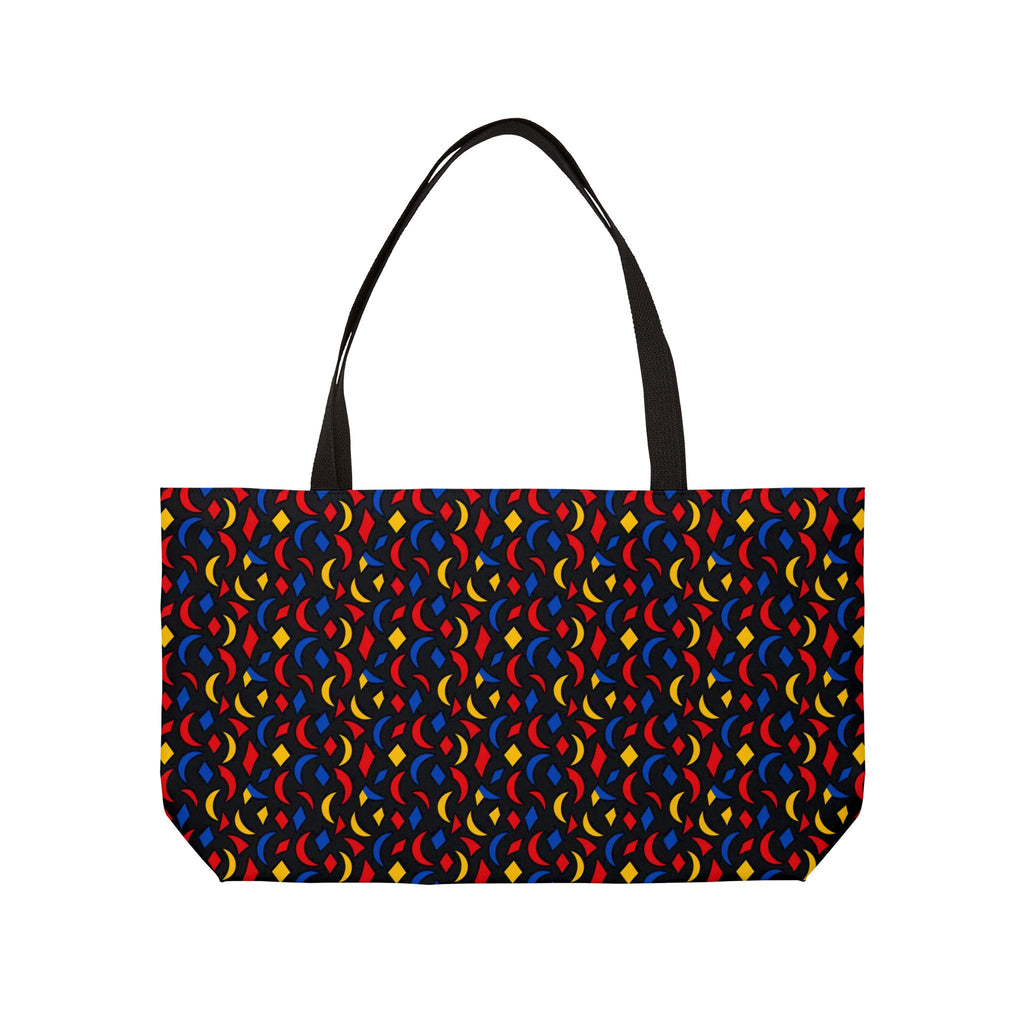 Crescent Scatter Weekender Tote Bag – Cut-Paper Abstract Pattern