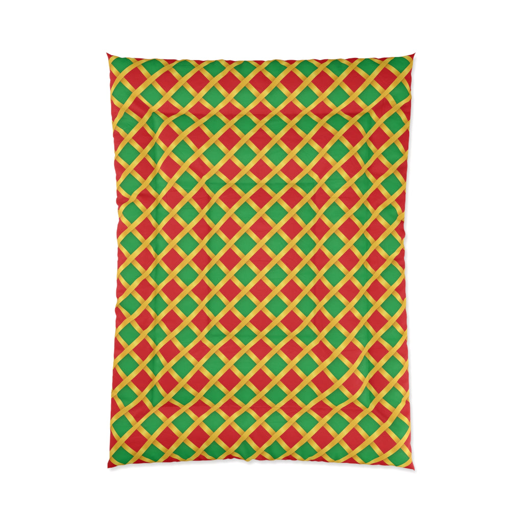 Broad Gold Diamond Trellis Comforter – Ribbon Lattice Pattern