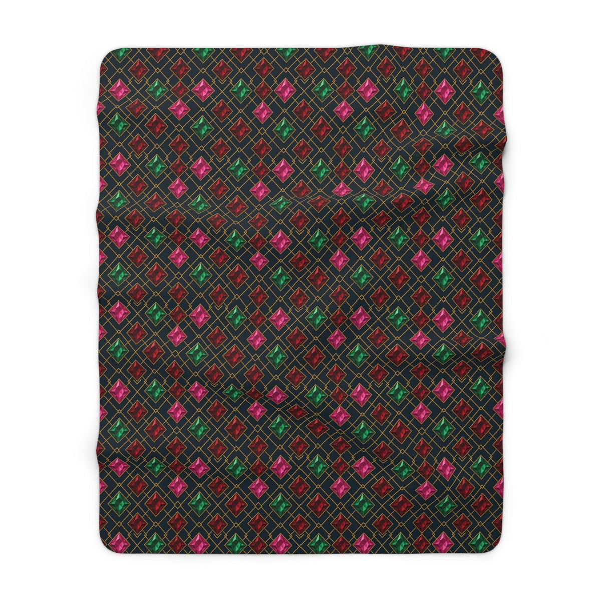Jewel Argyle Sherpa Fleece Blanket – Art Deco Pattern
