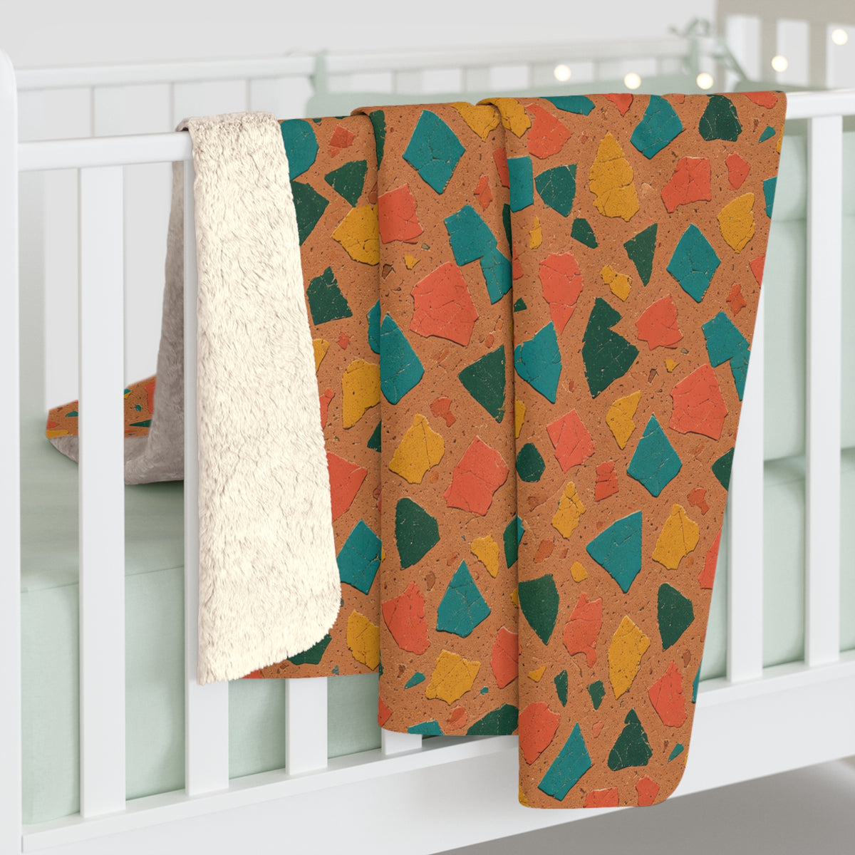 Shattered Tile Shards Sherpa Fleece Blanket – Abstract Chip Pattern Pattern