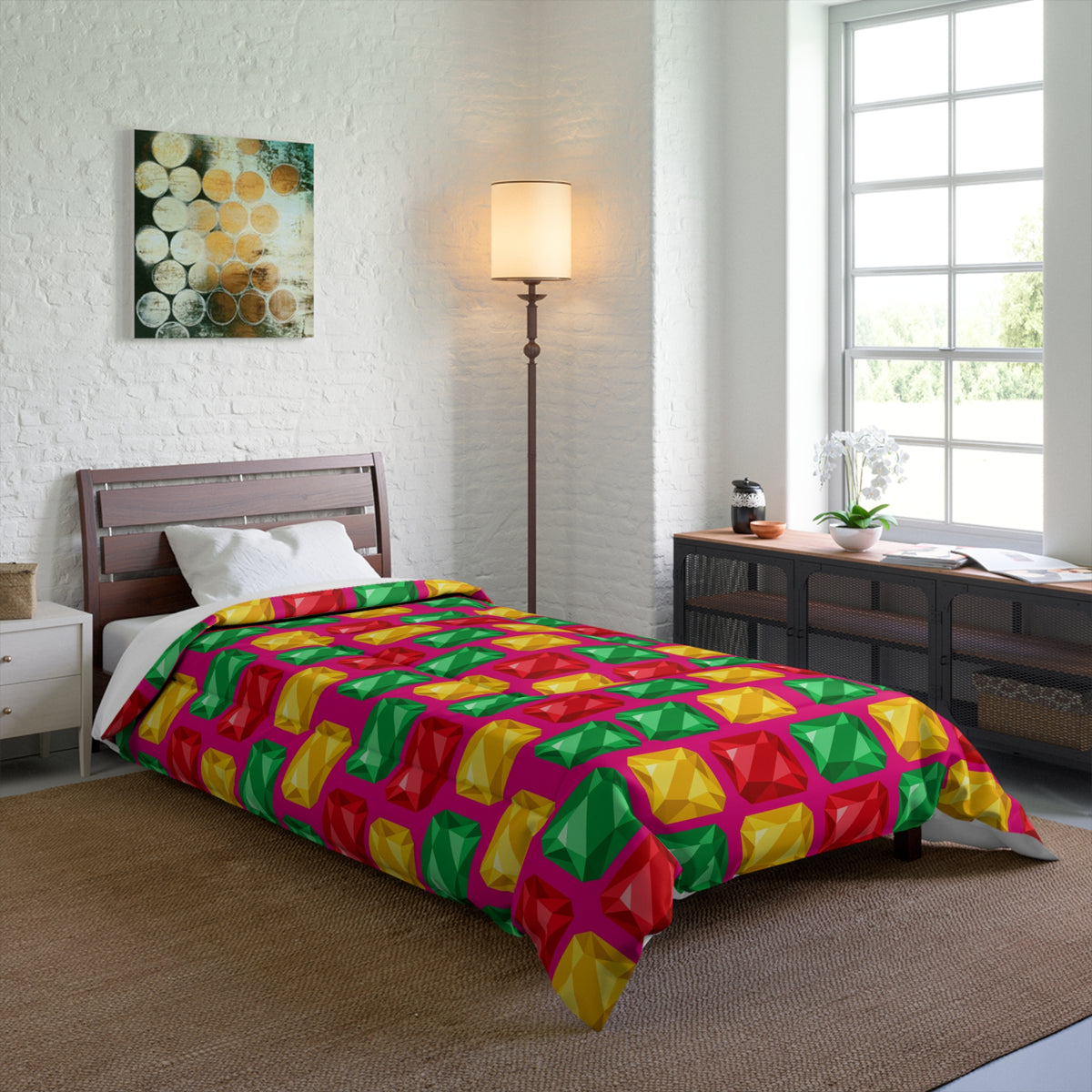 Big Stacked Gem Bars Comforter – Geometric Blocks Pattern