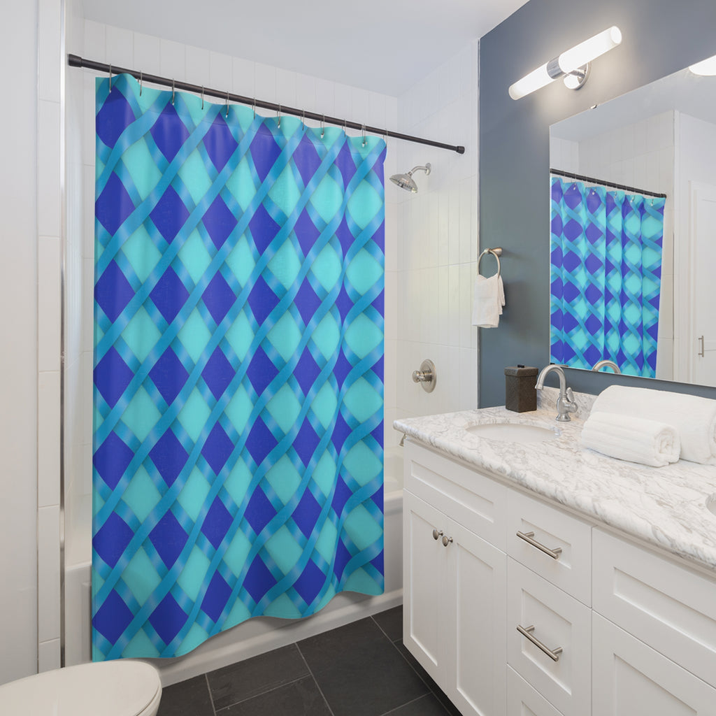 Broad Diamond Trellis Shower Curtain – Ice Jewel