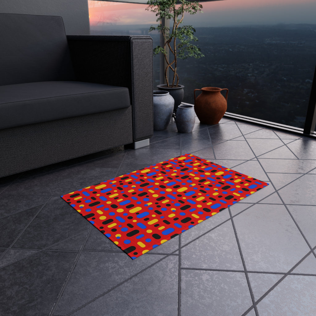 Confetti Dash Red Outdoor Rug – Pop Abstract Pattern