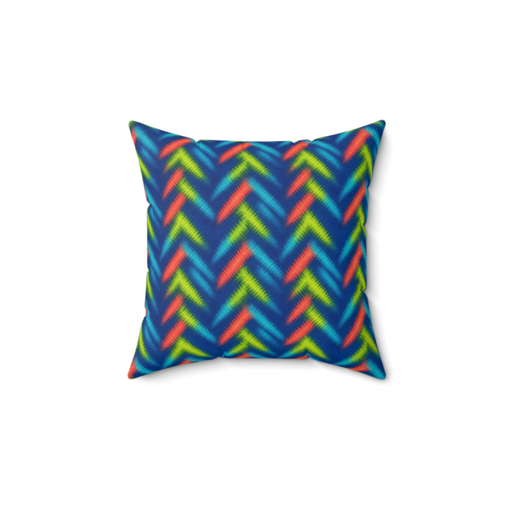 Neon Zigzag Fold Faux Suede Cushion – Tie-Dye Pattern