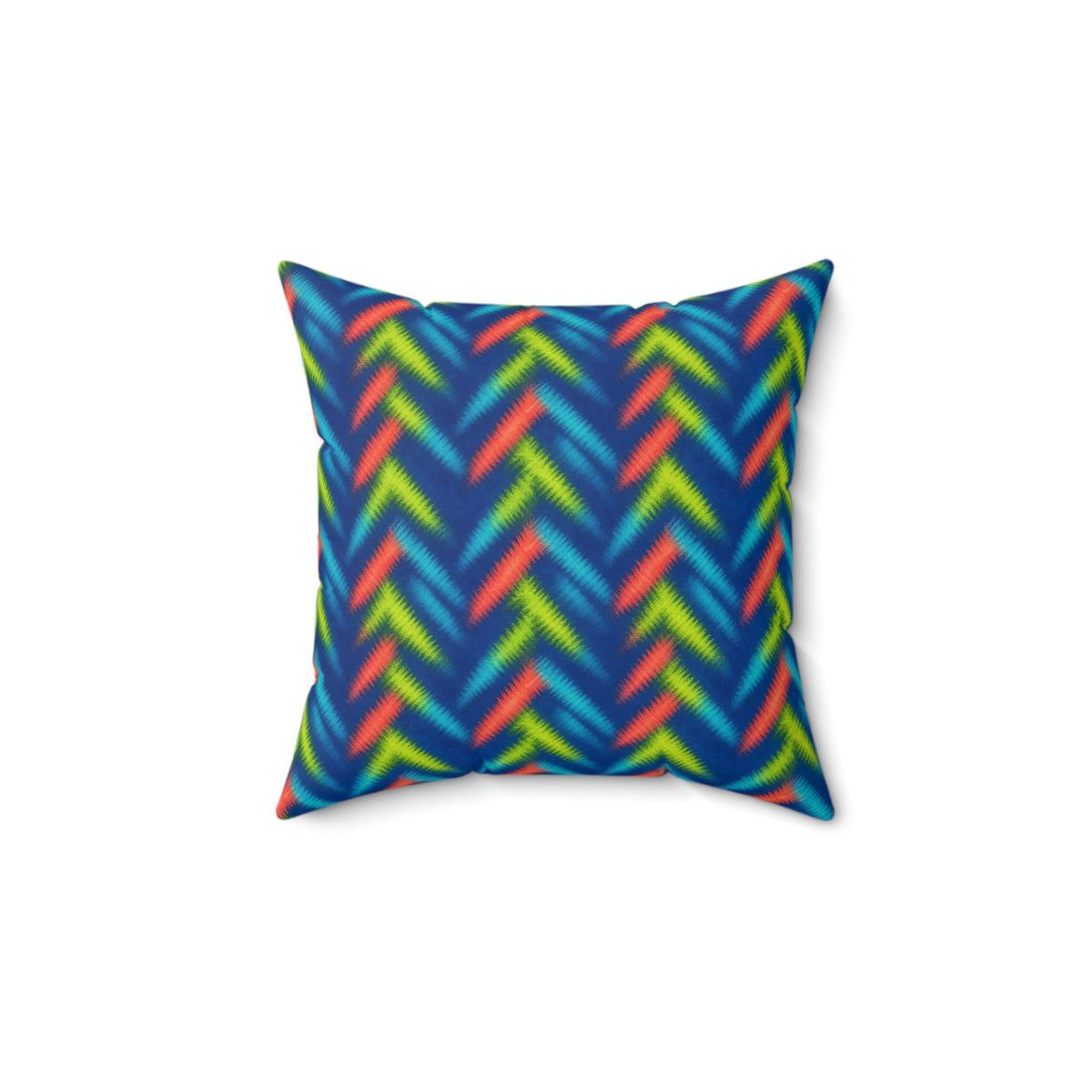 Neon Zigzag Fold Faux Suede Cushion – Tie-Dye Pattern