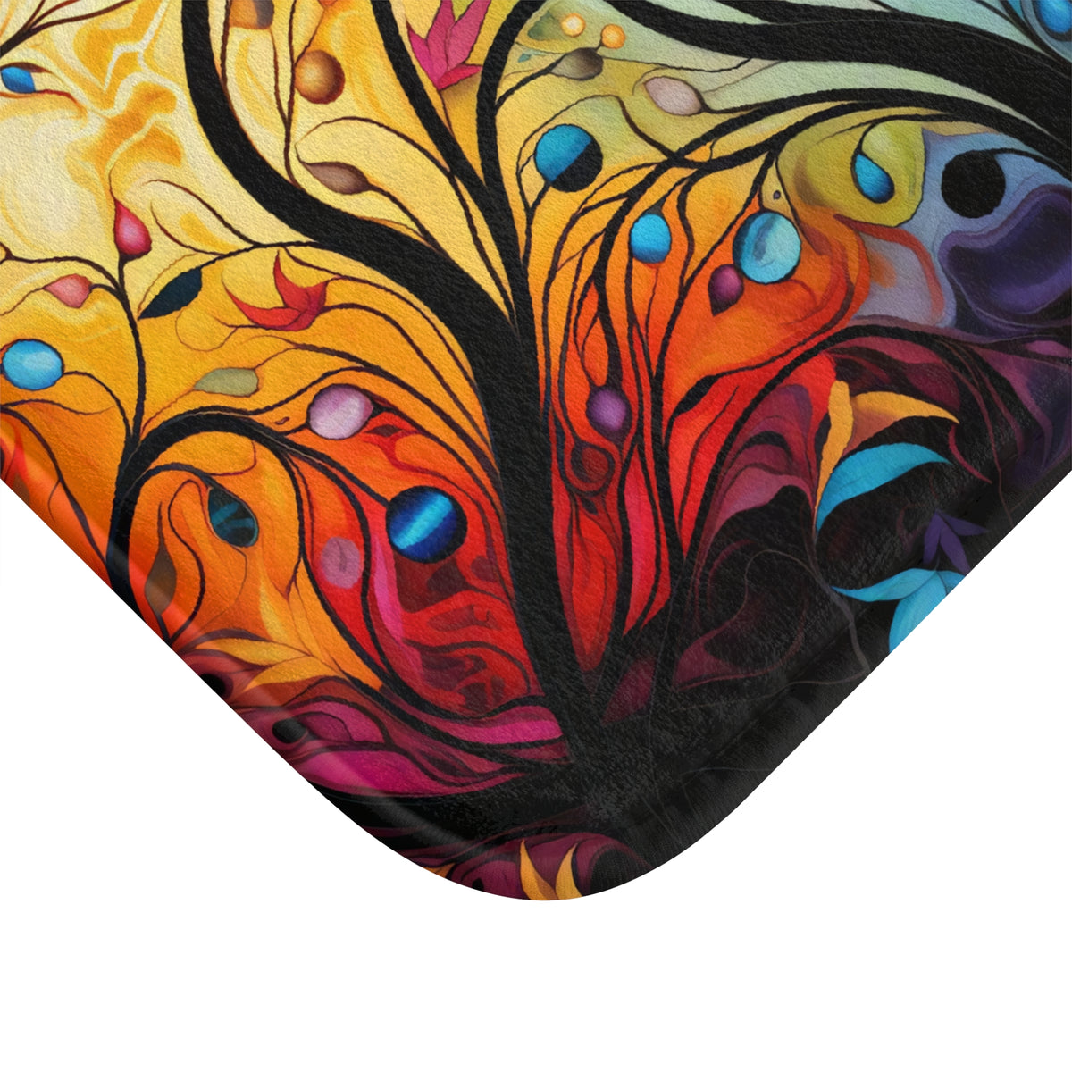 Glowing Autumn Woodland Bath Mat – Luminous Art-Print Style