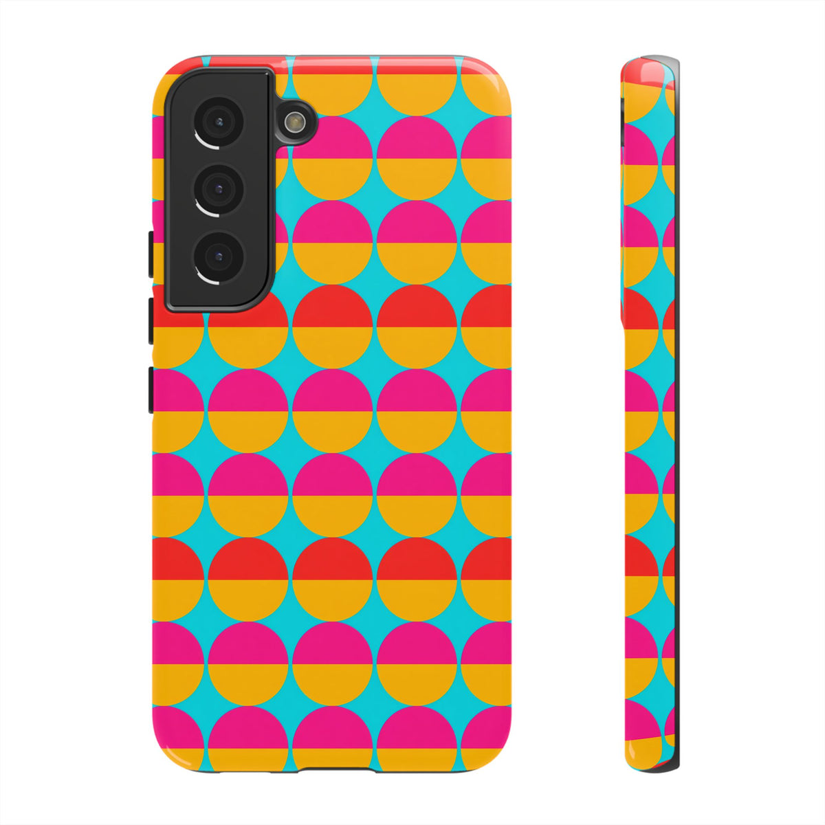 Half-Moon Stack Tough Phone Case – Geometric Blocks Pattern