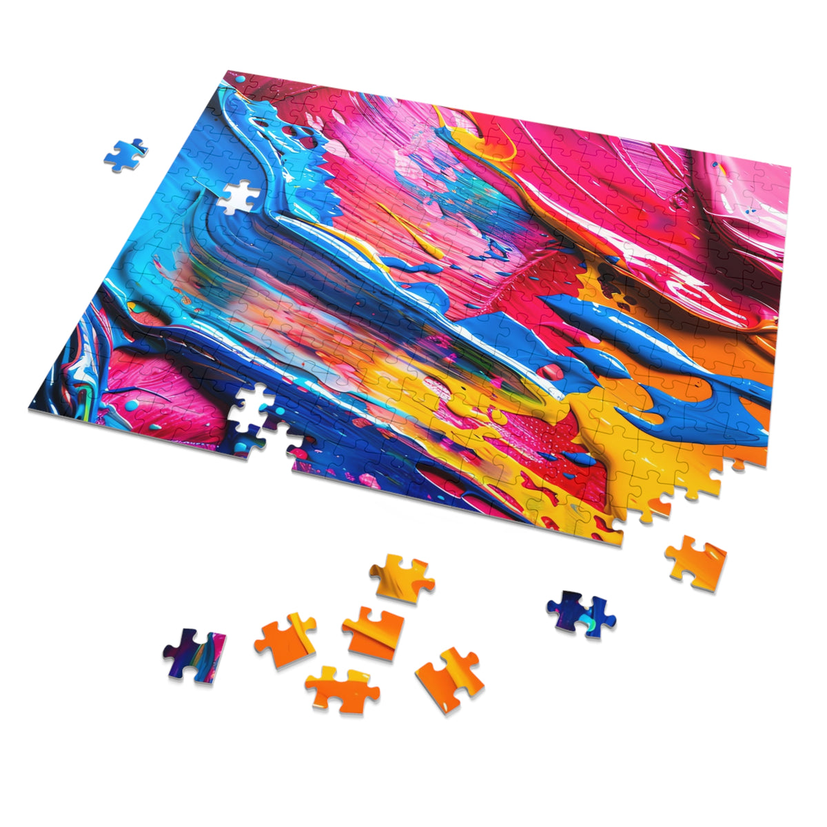Rainbow Paint Smear Jigsaw Puzzle with Tin – Paint Stroke Abstract