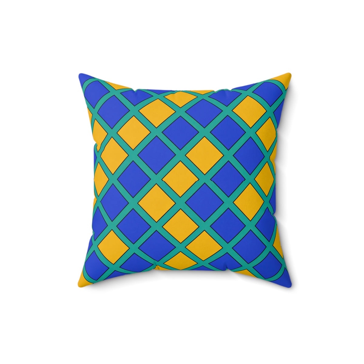 Harlequin Gold Grid Faux Suede Cushion – Peacock Jewel