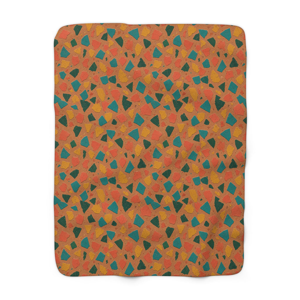 Shattered Tile Shards Sherpa Fleece Blanket – Abstract Chip Pattern Pattern