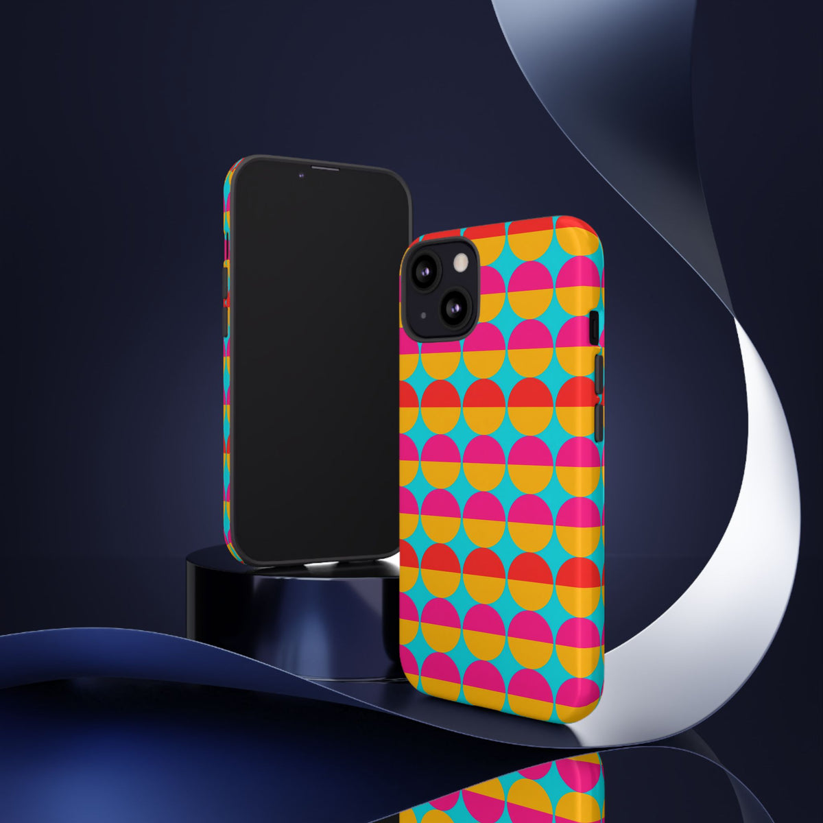 Half-Moon Stack Tough Phone Case – Geometric Blocks Pattern