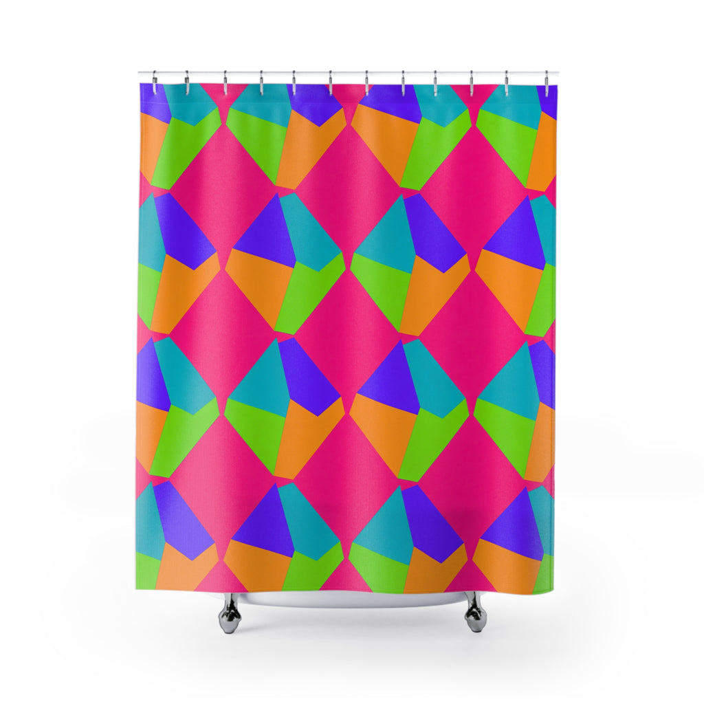 Grand Fractured Rhombus Shower Curtain – Tropical Punch