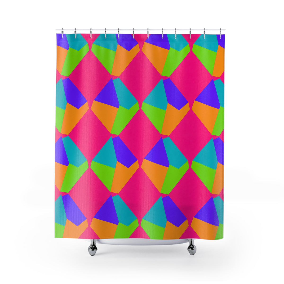 Grand Fractured Rhombus Shower Curtain – Tropical Punch