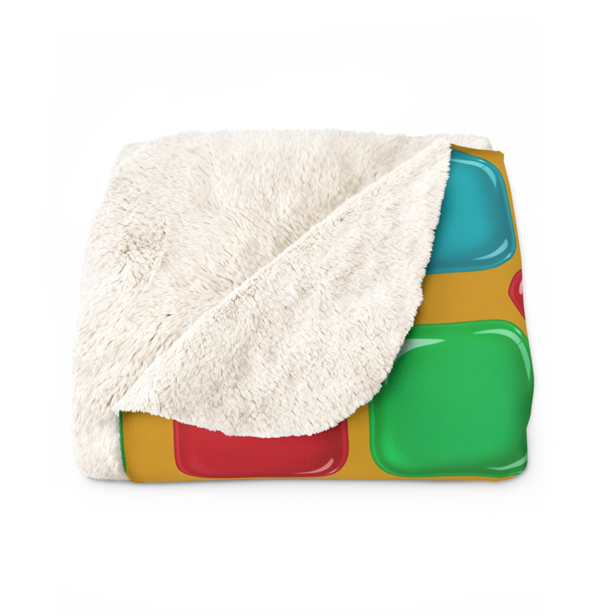 Giant Puffy Glass Cushions Sherpa Fleece Blanket – Glossy Candy Glass Pattern