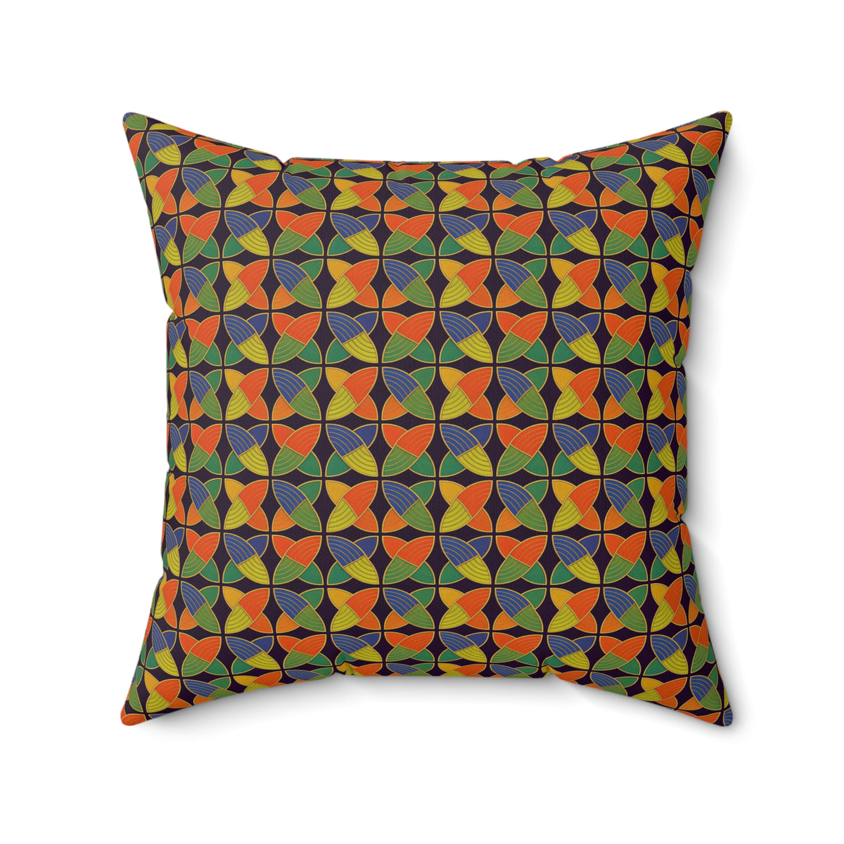 Woven Petal Quatrefoil Faux Suede Cushion – Kaleidoscopic Deco Pattern