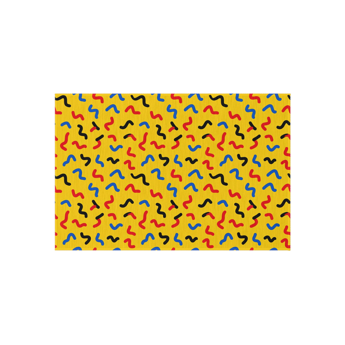 Squiggle Strokes Yellow Outdoor Rug – Bold Primary Abstract Pattern