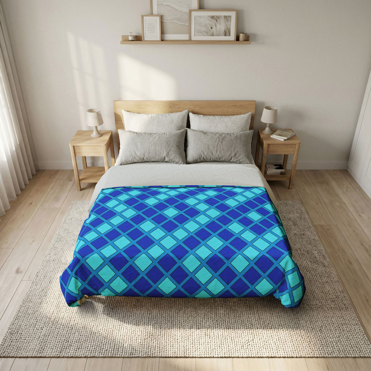 Harlequin Gold Grid Cotton Duvet Cover – Ice Jewel